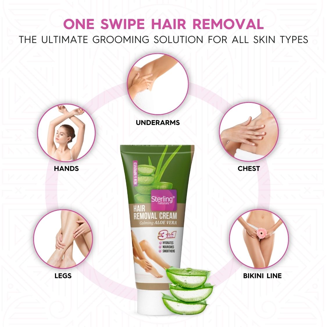 Hair Removal Cream - Calming Aloe Vera | For Bikini Line & Underarms | No Foul Smell, No Skin Darkening & No Rashes (60g)