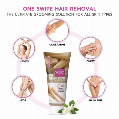 Hair Removal Cream - Exotic Sandalwood | For Bikini Line & Underarms | No Foul Smell, No Skin Darkening & No Rashes (60g)