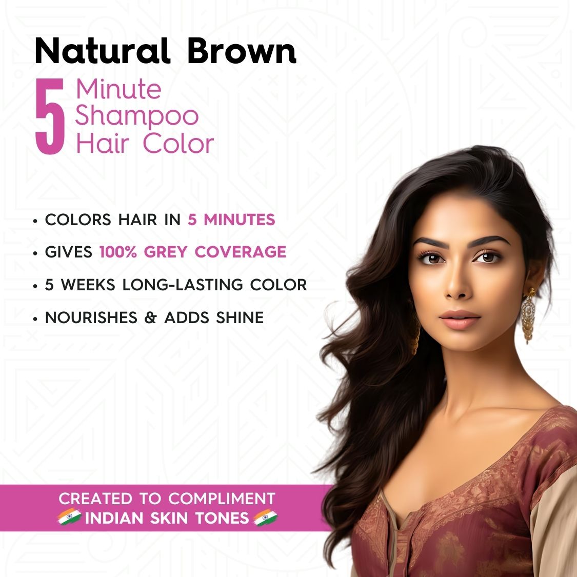 Sterling Naturals Hair Color Shampoo - Brown | Quick & Easy Grey Coverage in 5 Mins (25ml + 25ml)