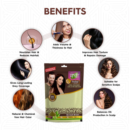 Megha Henna Based Hair Color - Dark Brown | With Organically Grown Henna & Amla (45g)