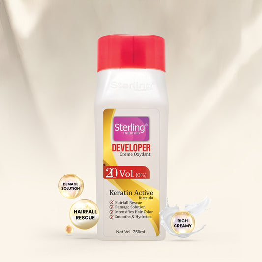 Sterling naturals Professional Hair Color Developer - 20 Vol. 6% | Salon Grade Formula Ideal for All Hair Types (750ml)