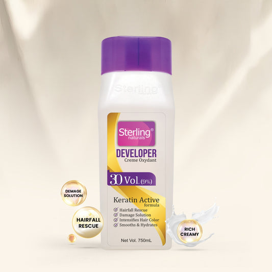 Sterling naturals Professional Hair Color Developer - 30 Vol. 9% | Salon Grade Formula Ideal for All Hair Types (750ml)