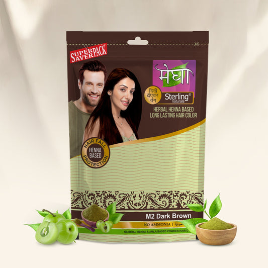Megha Henna Based Hair Color - Dark Brown | With Organically Grown Henna & Amla (45g)