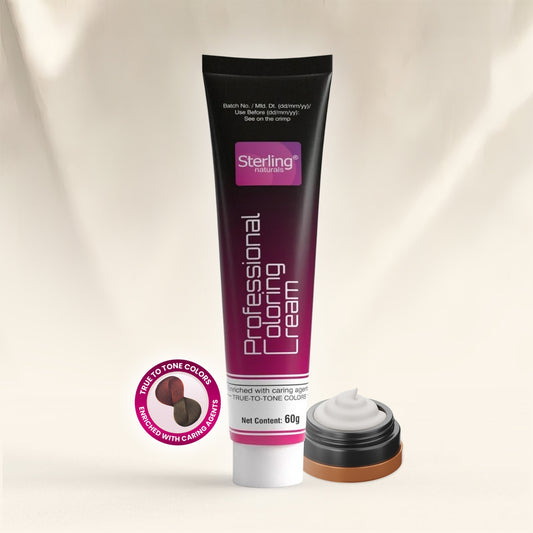 Sterling Naturals Professional Hair Color Cream - Black | No Ammonia Formula for Long Lasting Hair Color & 3x Shinier Hair (60g)