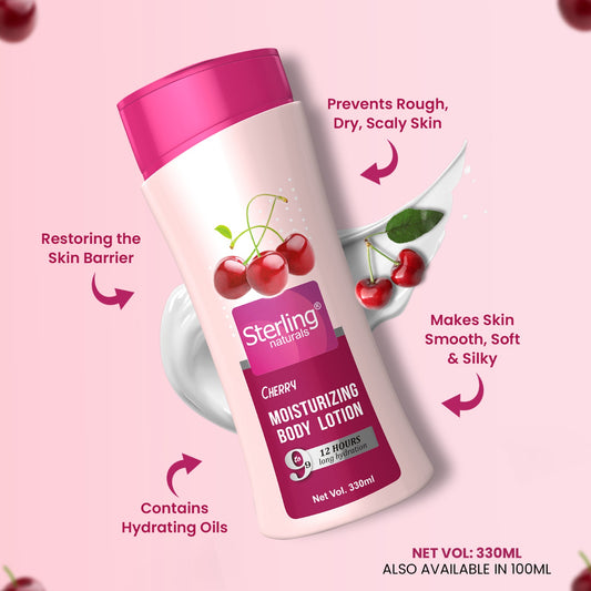 Cherry Moisturizing Body Lotion | Superlight & Non-Sticky Moisturizer for Hydration Boost (330ml)