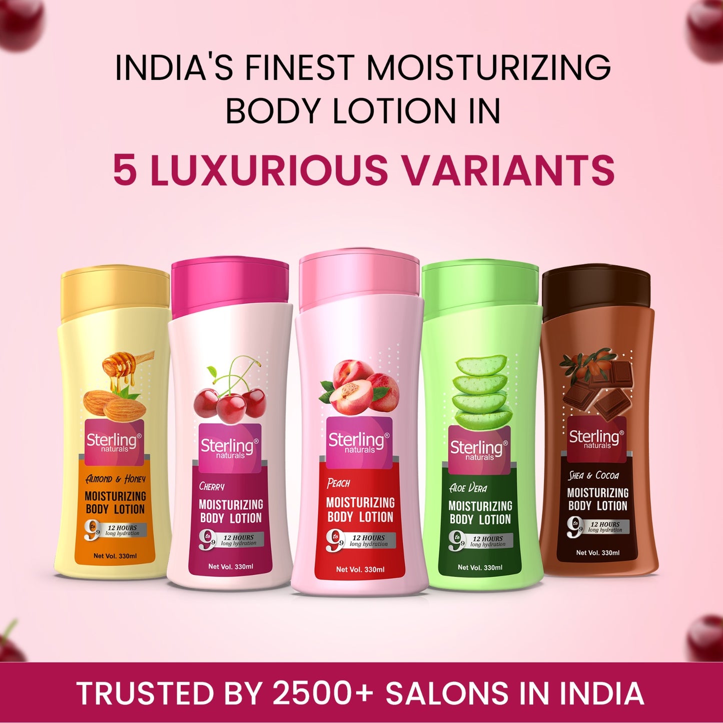 Cherry Moisturizing Body Lotion | Superlight & Non-Sticky Moisturizer for Hydration Boost (330ml)