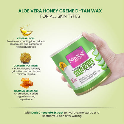 Aloe Vera Honey Crème D-Tan Wax | For Smooth & Less Painful Hair Removal (230g)