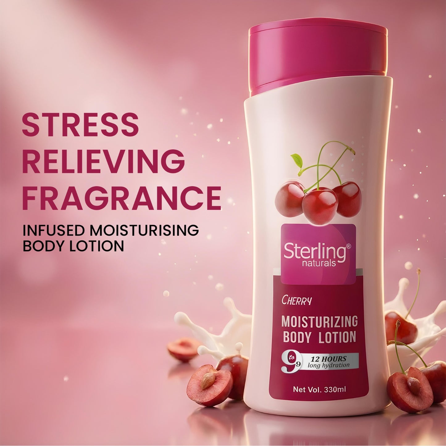 Cherry Moisturizing Body Lotion | Superlight & Non-Sticky Moisturizer for Hydration Boost (330ml)