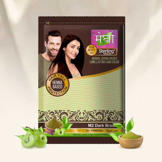 Megha Henna Based Hair Color - Dark Brown | With Organically Grown Henna & Amla (15g)