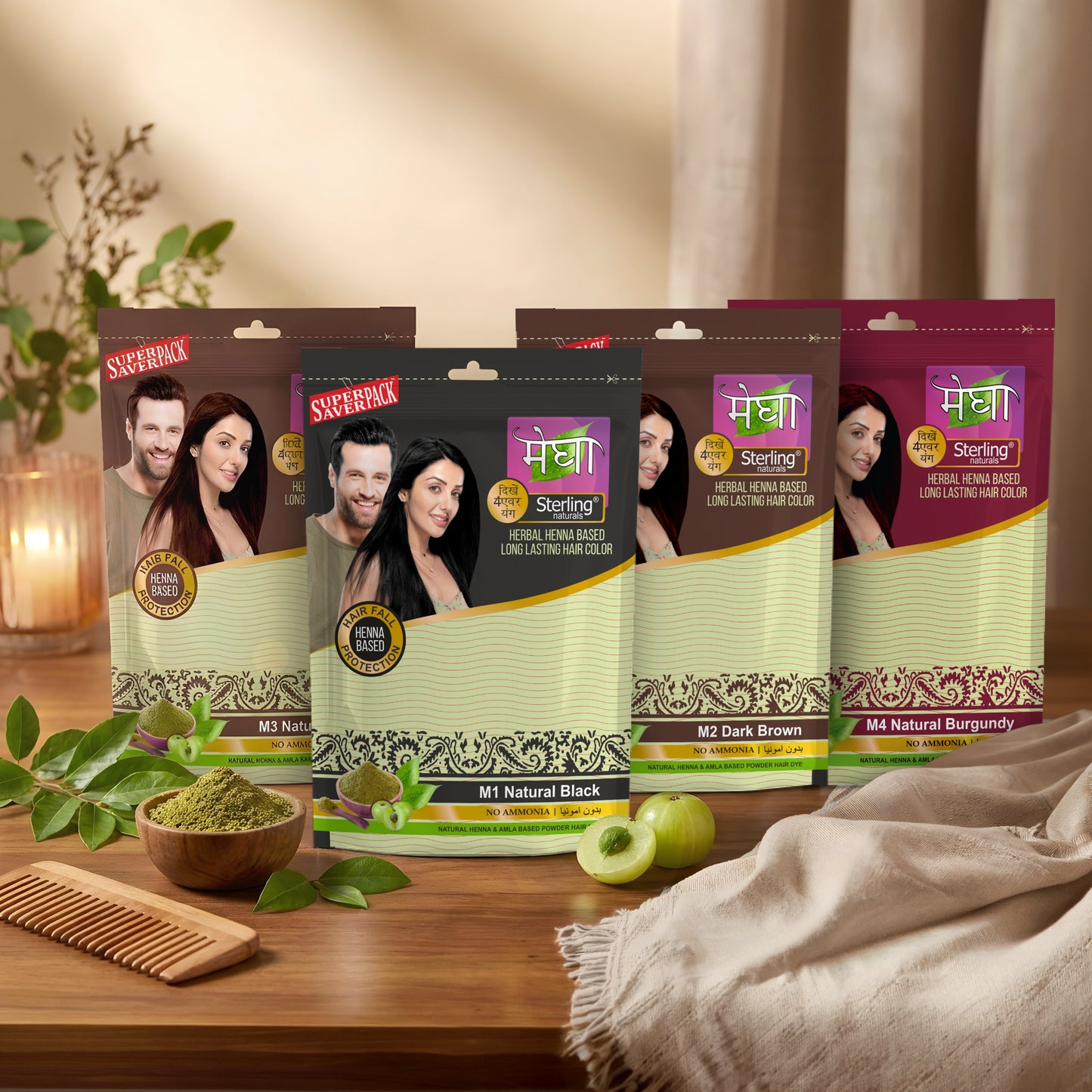 Assorted Henna Hair Color Box (4 Shades × 45g)