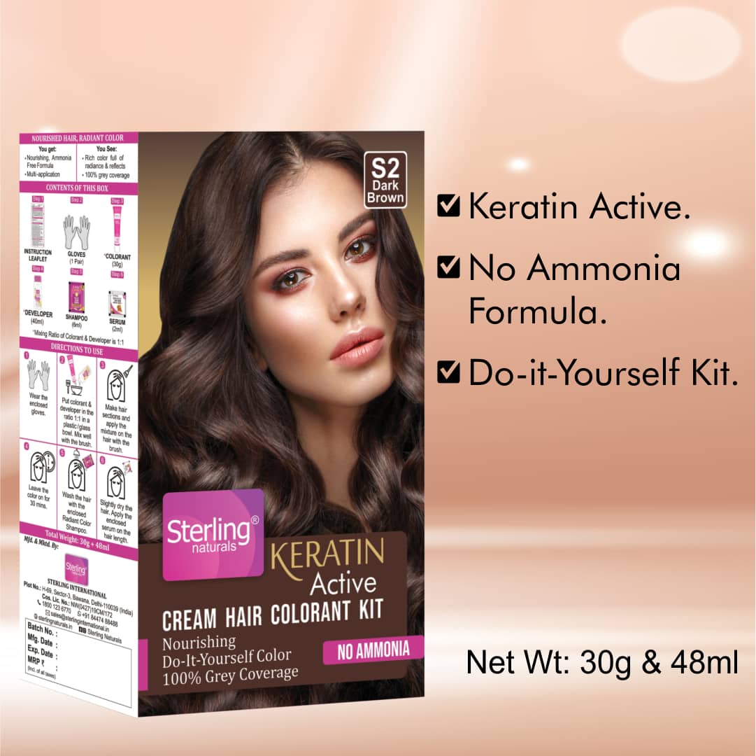 Keratin Hair Colorant Kit (30g) – Shade S2 (Dark Brown)